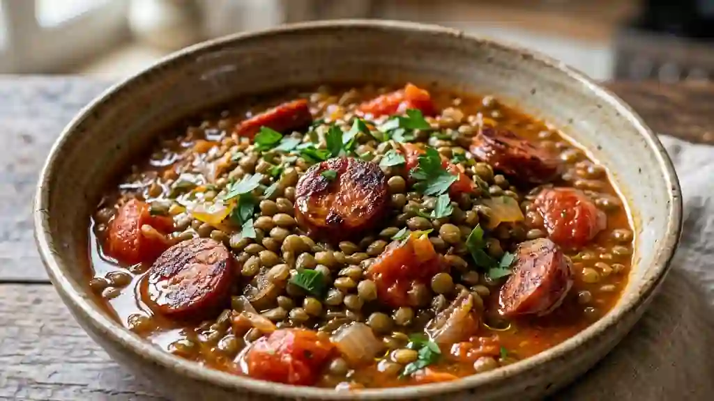 Lentilles fondantes au chorizo et paprika - Photo de présentation