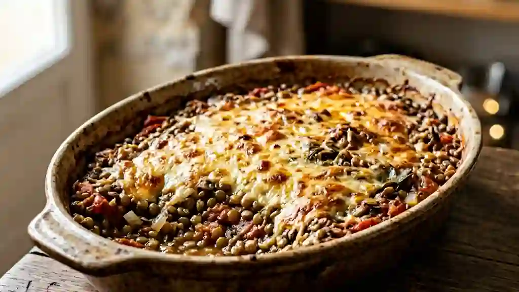Gratin de lentilles fondant à la tomate - Photo de présentation