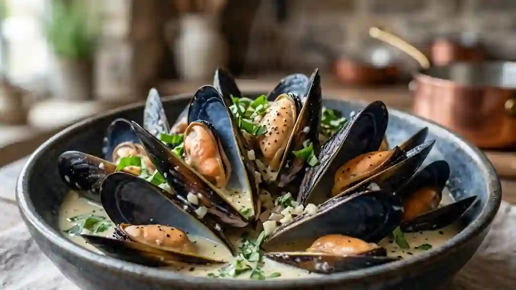 Moules Onctueuses à l'Ail et Basilic Frais - Photo de présentation