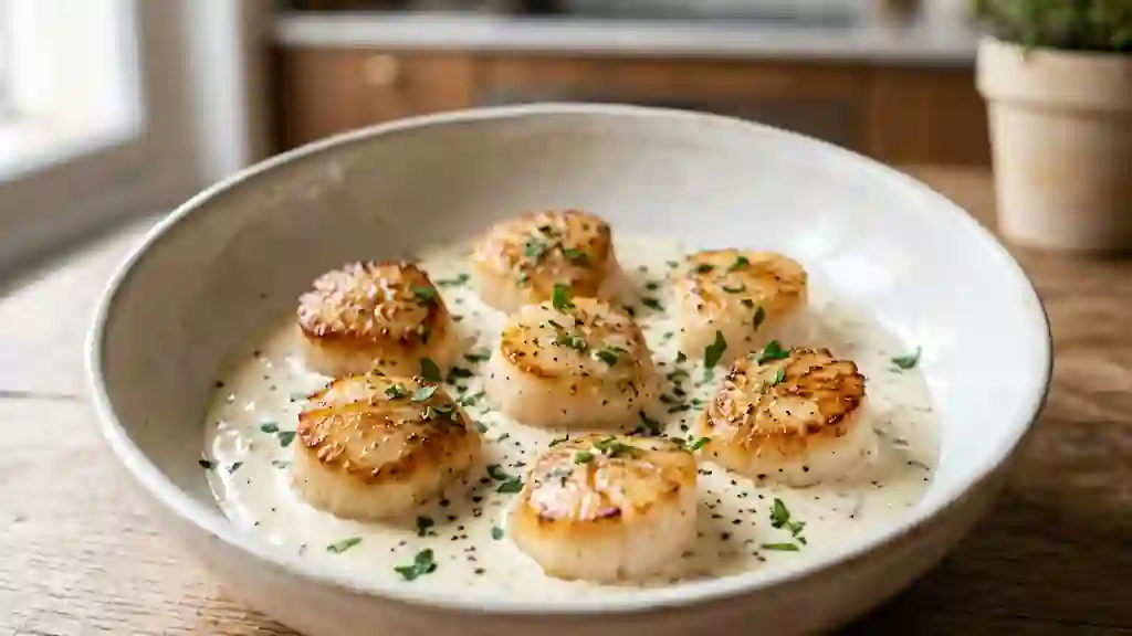Noix de Saint-Jacques à la crème onctueuse - Photo de présentation