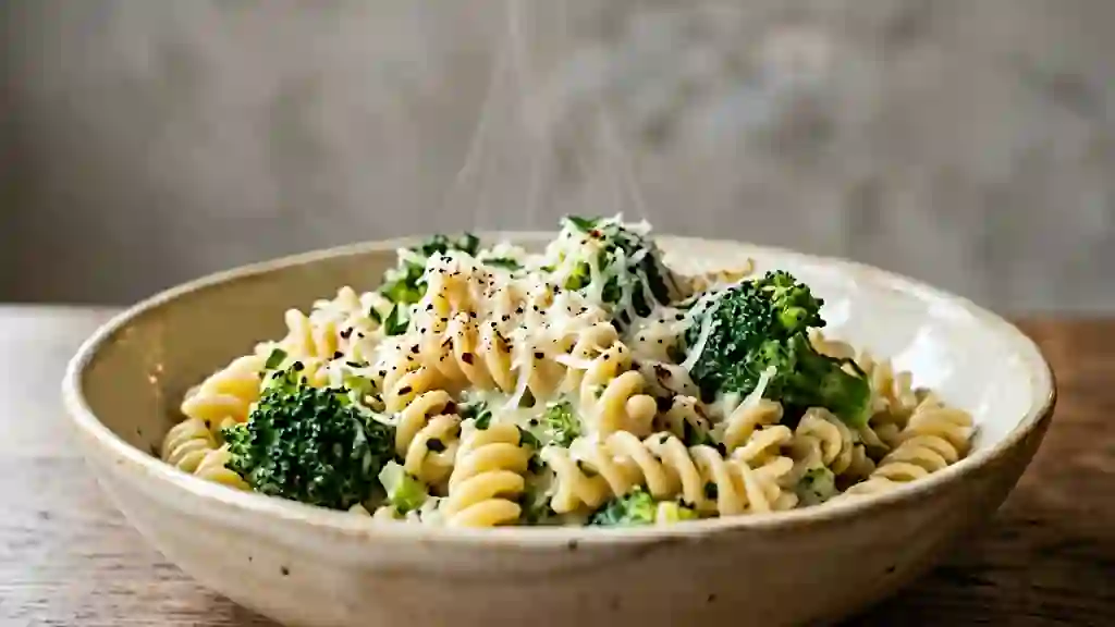 Pâtes crémeuses au brocoli et parmesan - Photo de présentation