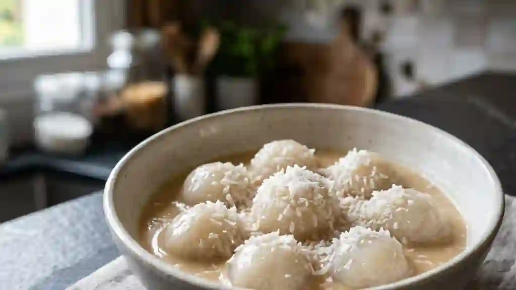 Perles de coco fondantes au lait de coco - Photo de présentation