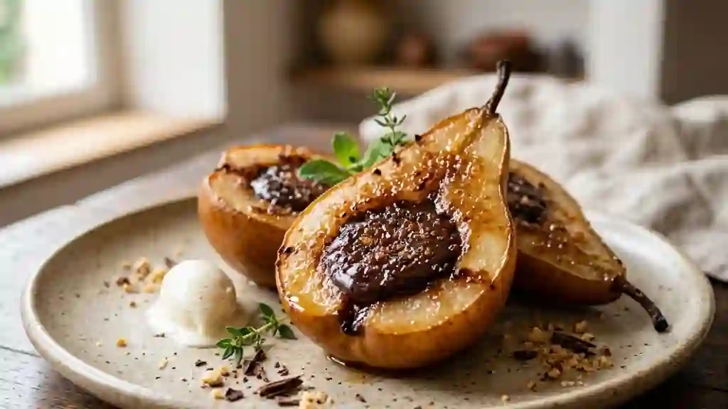 Poires fondantes et leur ganache craquante - Photo de présentation