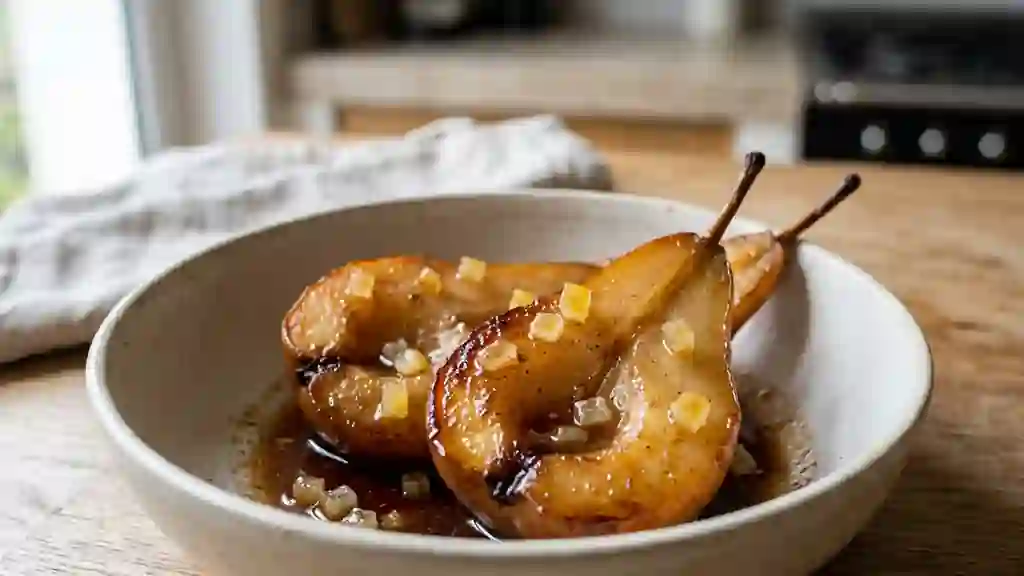 Poires rôties au citron confit et cannelle - Photo de présentation