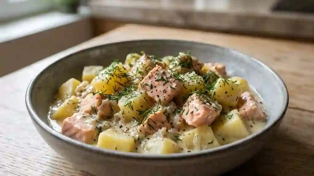 Saumon crémeux et pommes de terre à l'aneth - Photo de présentation