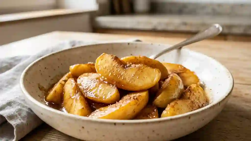 Pommes fondantes caramélisées à la cannelle - Photo de présentation