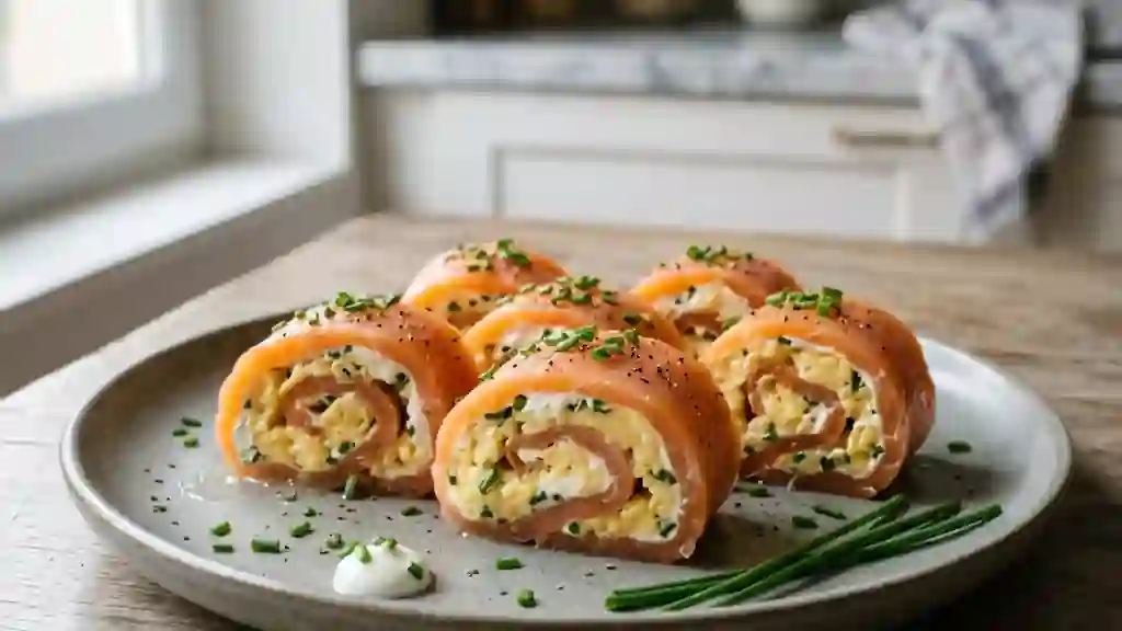 Roulades de saumon au crémeux d'œufs brouillés - Photo de présentation