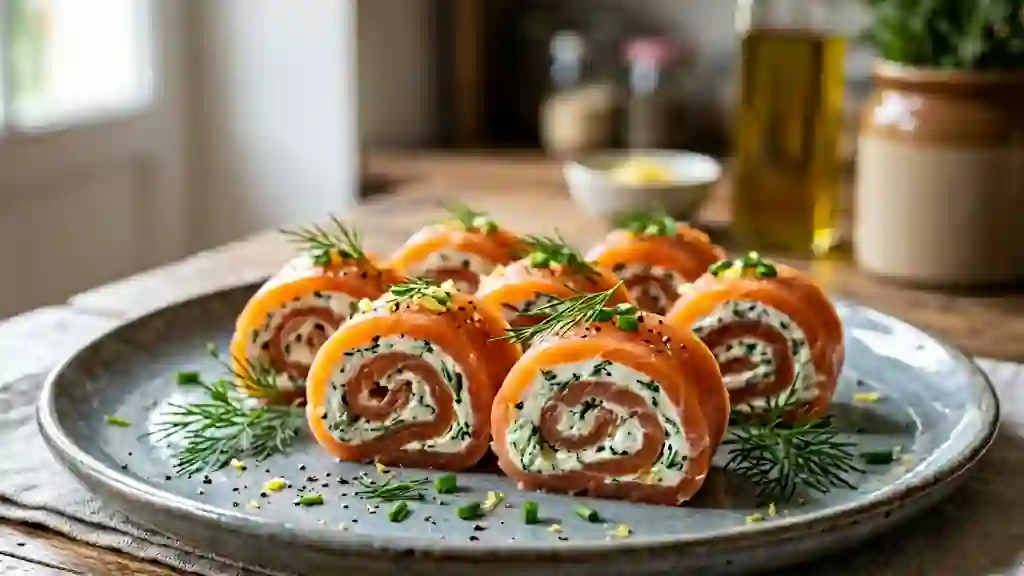 Roulades de truite fumée au fromage frais - Photo de présentation
