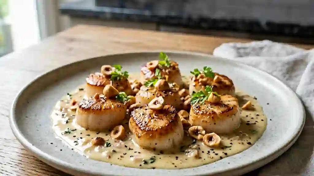 Saint-Jacques nacrées au beurre blanc noisette - Photo de présentation