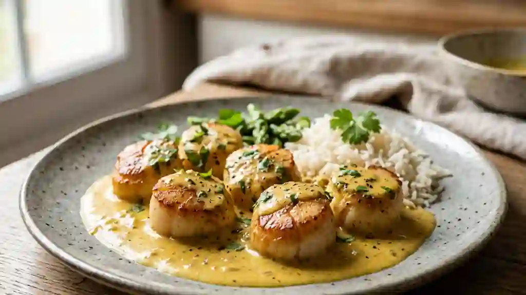 Saint-Jacques Crémeuses au Curry Torréfié - Photo de présentation