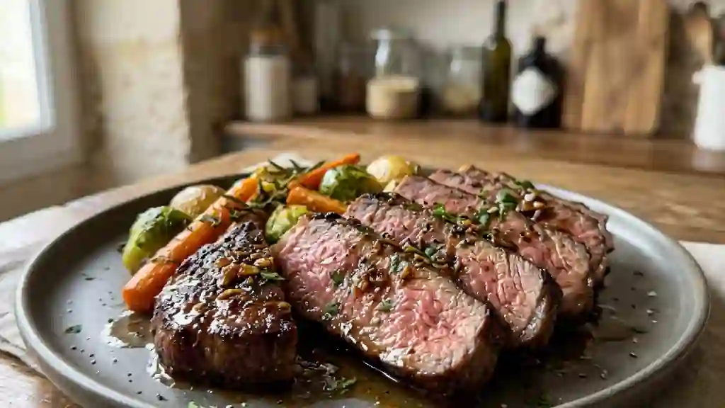 Bœuf grillé laqué au miel et soja - Photo de présentation