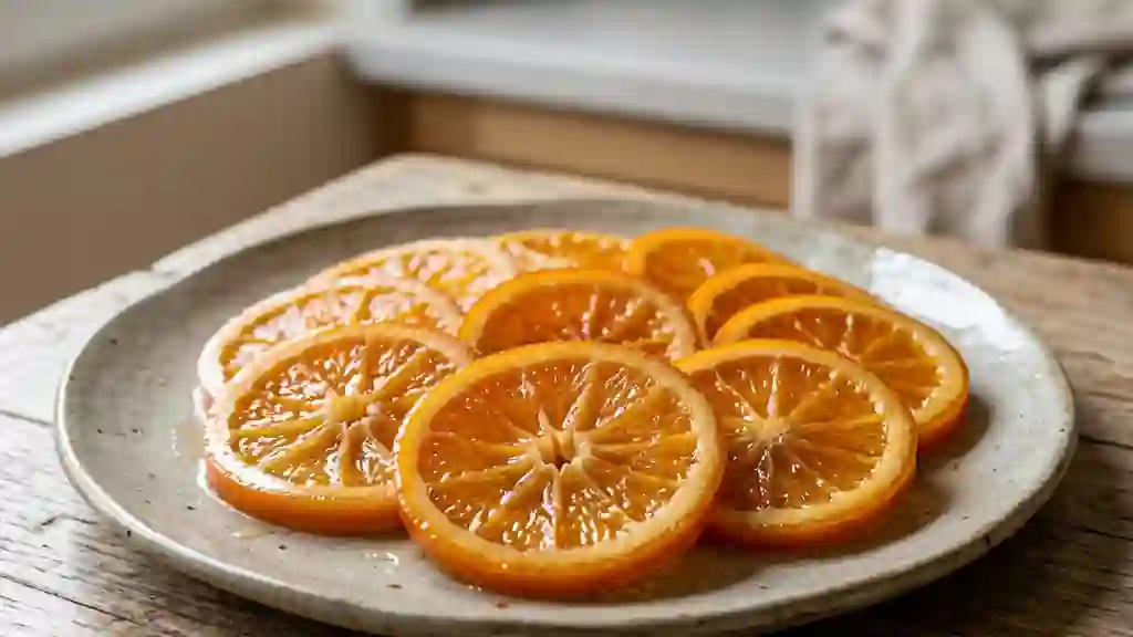 Oranges confites translucides et sirupeuses - Photo de présentation