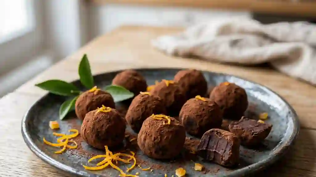 Truffes fondantes chocolat noir et mandarine - Photo de présentation
