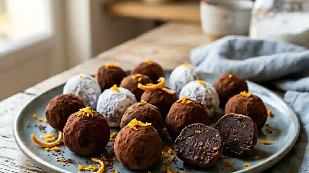 Truffes fondantes chocolat noir et orange - Photo de présentation
