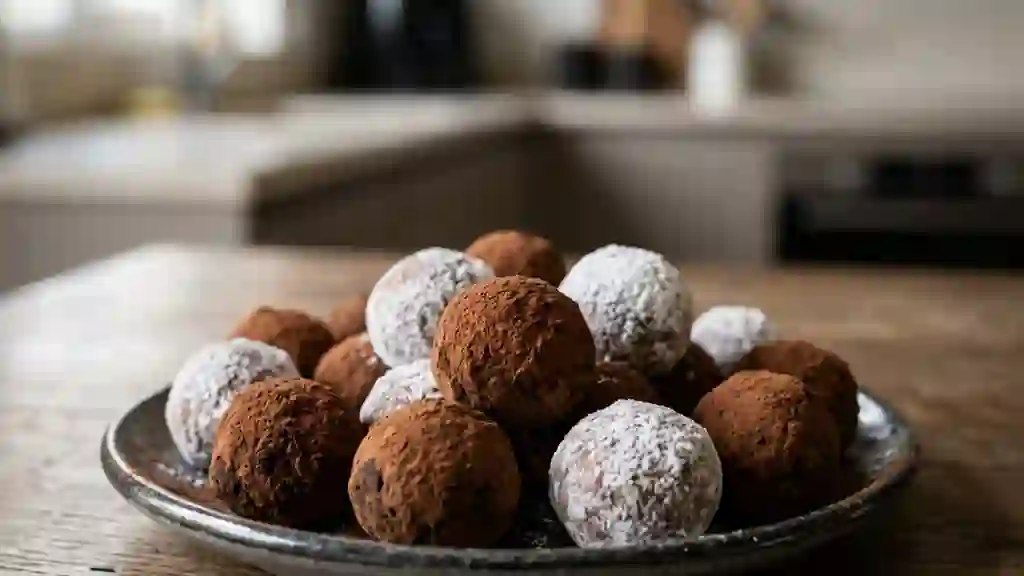Truffes fondantes au chocolat noir intense - Photo de présentation