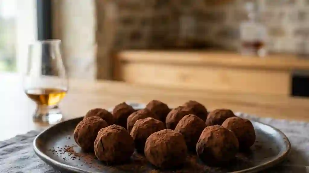 Truffes intenses au chocolat noir et whisky - Photo de présentation