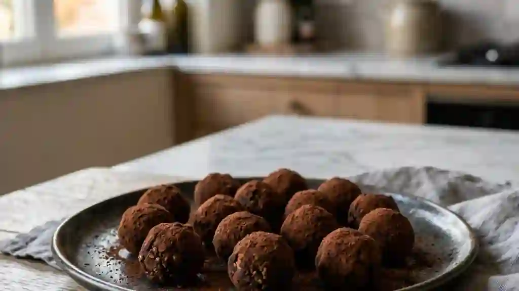 Truffes fondantes chocolat, rhum et amaretti - Photo de présentation