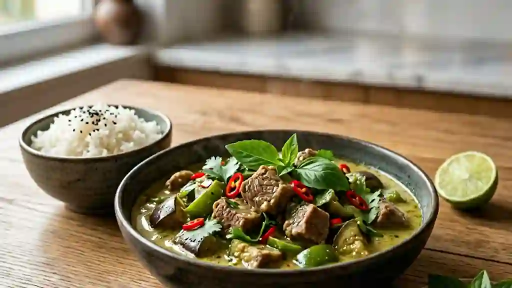 Agneau fondant au curry vert et coco - Photo de présentation