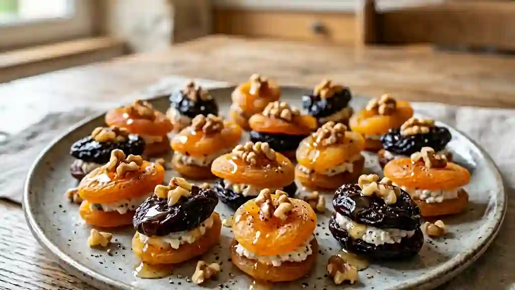 Bouchées abricot-pruneau au chèvre et miel - Photo de présentation