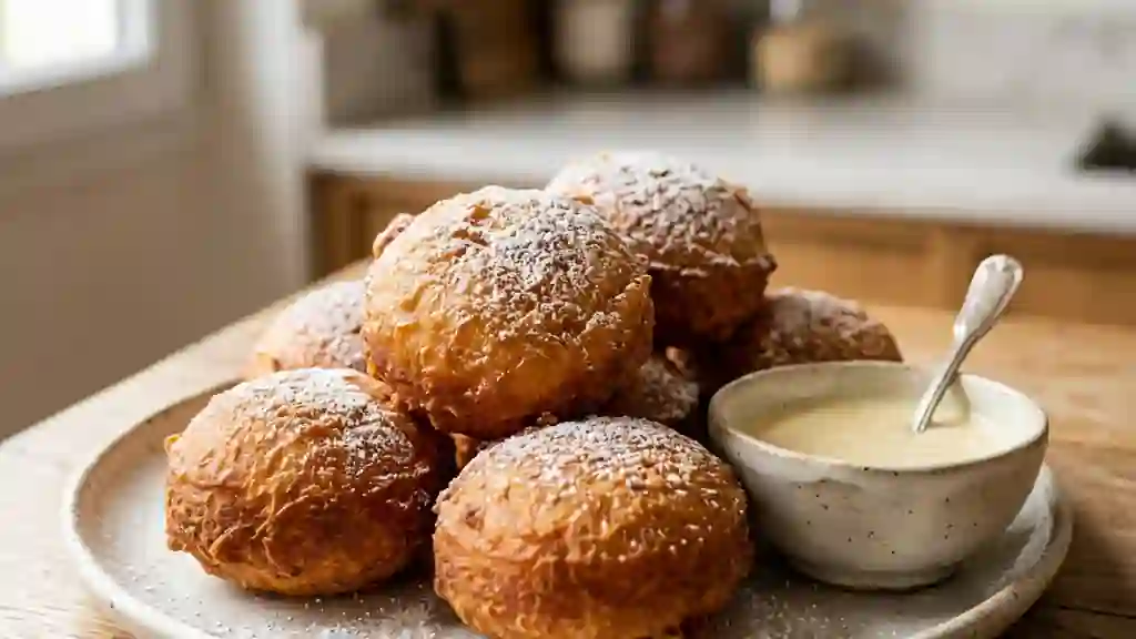 Beignets de pommes croustillants au rhum ambré - Photo de présentation