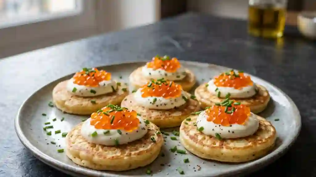 Blinis moelleux aux œufs de saumon - Photo de présentation