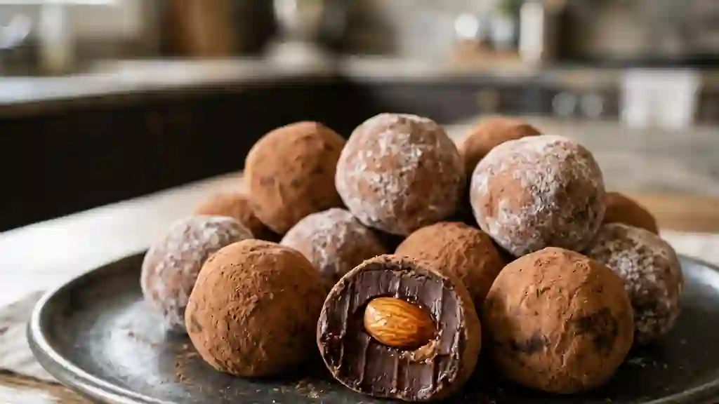 Truffes Fondantes au Chocolat et Amandes Grillées - Photo de présentation
