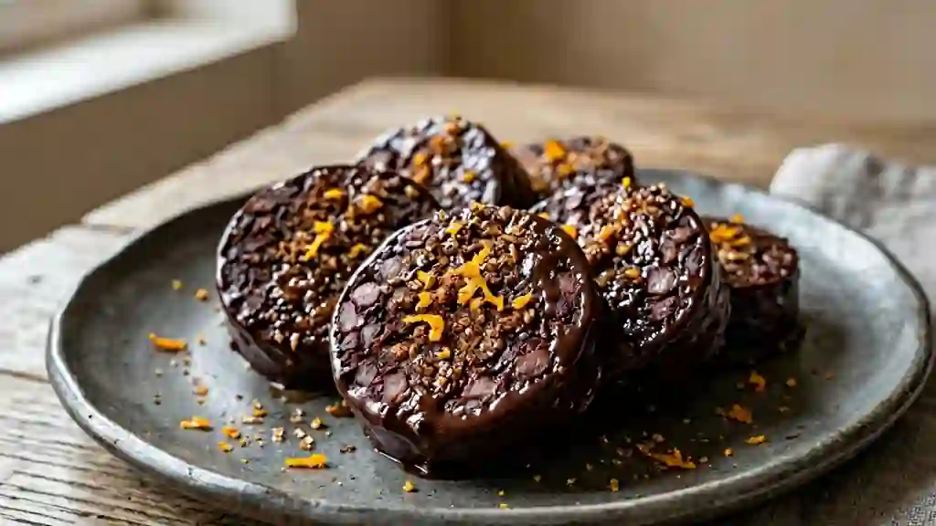 Boudin noir fondant au chocolat et cannelle - Photo de présentation