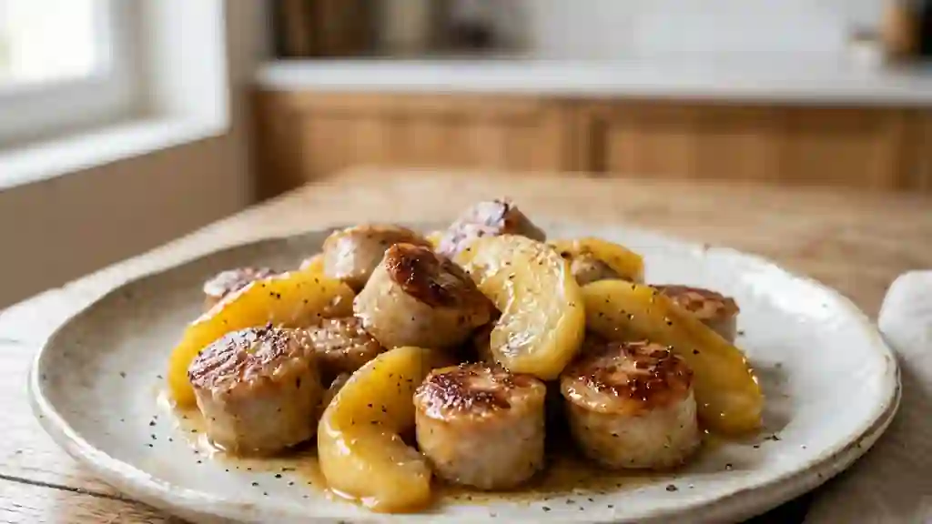 Boudins blancs et pommes caramélisées - Photo de présentation
