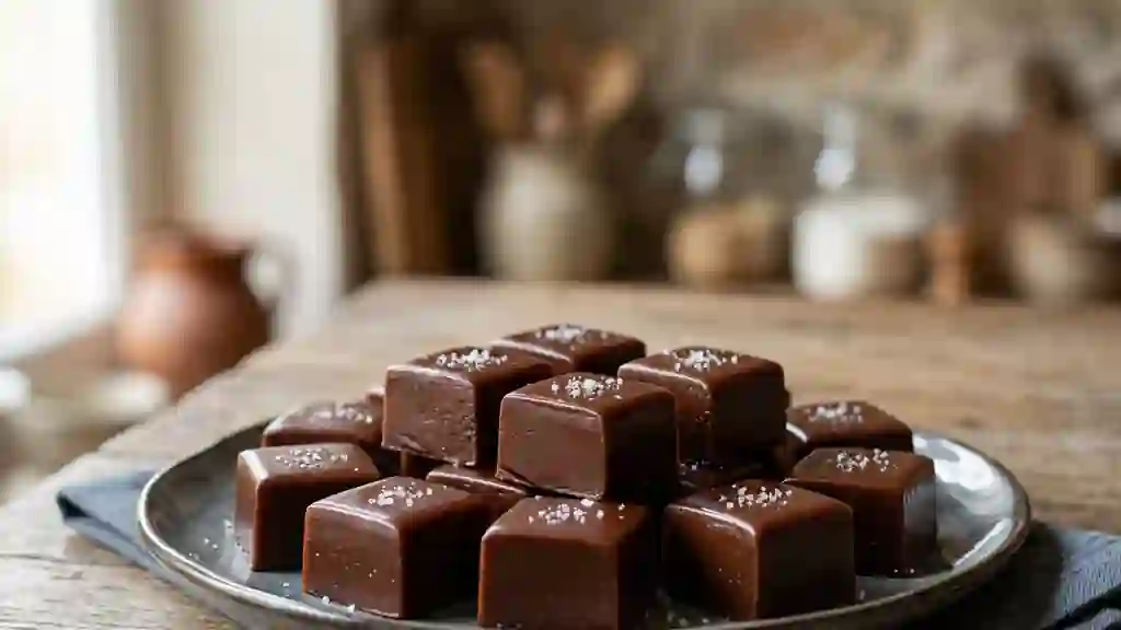 Caramels fondants au chocolat noir et sel - Photo de présentation