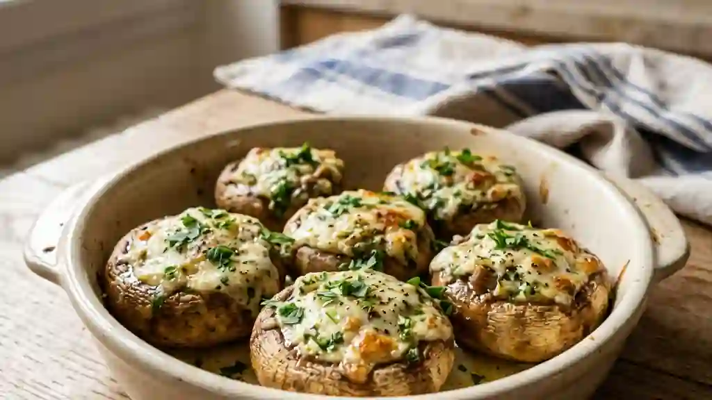 Champignons rôtis au Boursin fondant - Photo de présentation