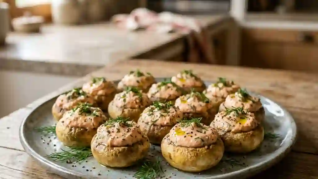 Champignons rôtis au tarama citronné - Photo de présentation