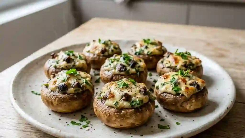 Champignons farcis escargots et fromage frais - Photo de présentation