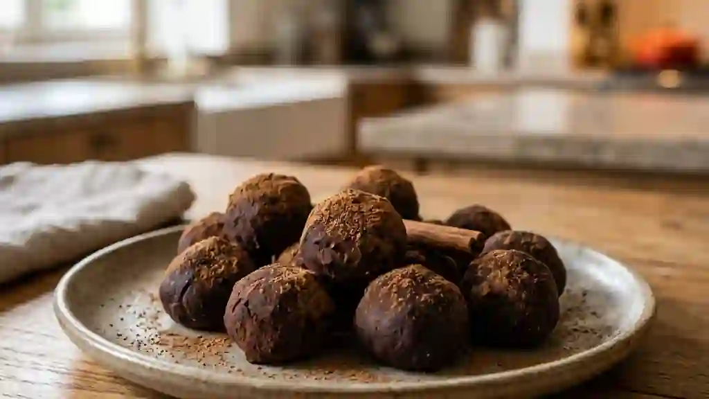 Bouchées de chocolat noir à la cannelle - Photo de présentation