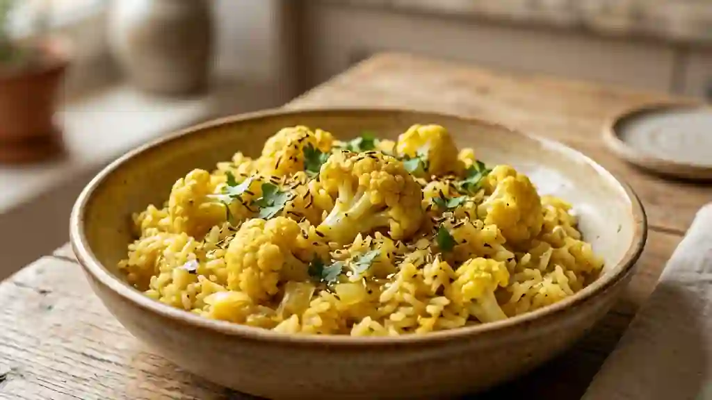 Riz crémeux au chou-fleur épicé - Photo de présentation