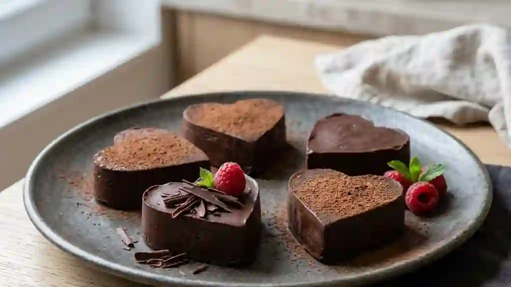 Cœurs Fondants Chocolat-Amande sans Cuisson - Photo de présentation