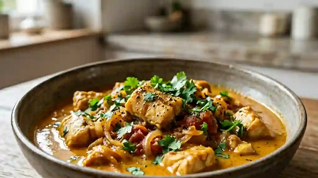 Congre fondant au curry et lait de coco - Photo de présentation