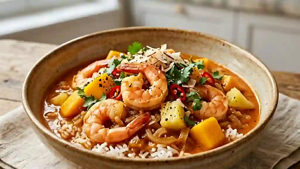 Curry de crevettes exotique mangue & coco - Photo de présentation