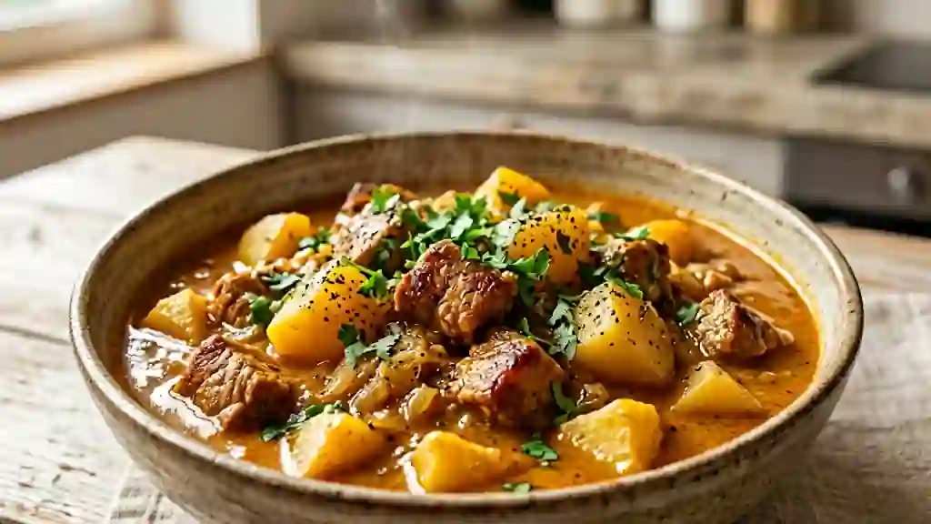 Curry de porc onctueux aux pommes de terre - Photo de présentation