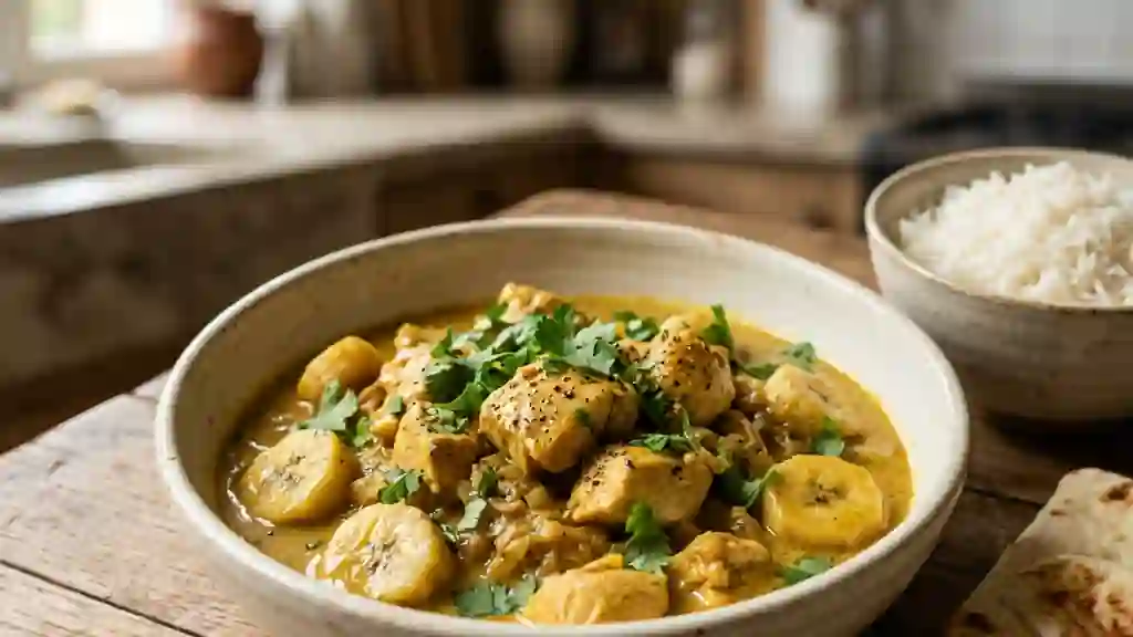 Curry de poulet fondant à la banane - Photo de présentation