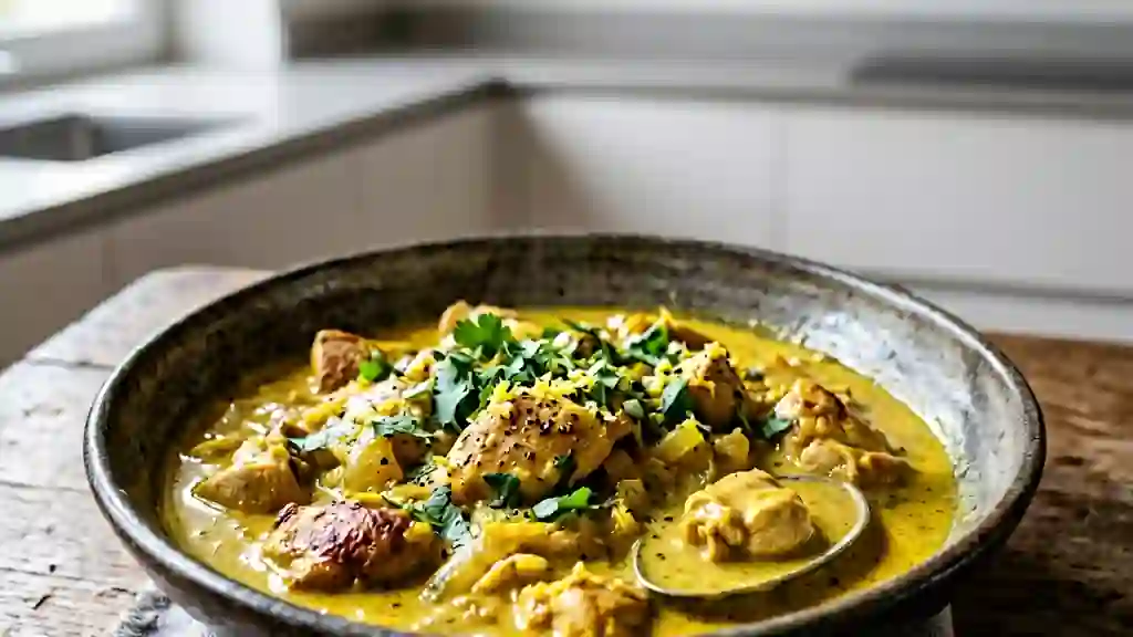 Curry de poulet crémeux au citron jaune - Photo de présentation