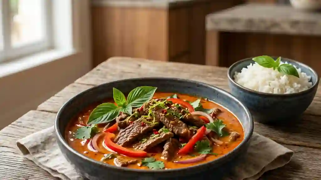 Curry de bœuf thaï onctueux au basilic - Photo de présentation