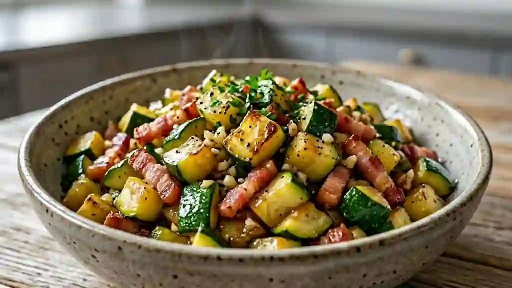Courgettes fondantes et lardons croustillants - Photo de présentation