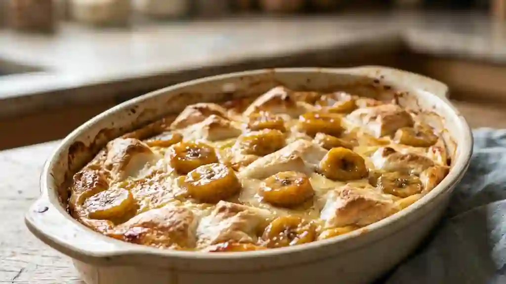 Flan fondant banane et meringue - Photo de présentation