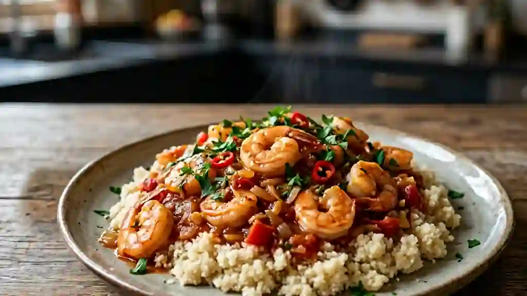 Gari aux crevettes et piment frais - Photo de présentation