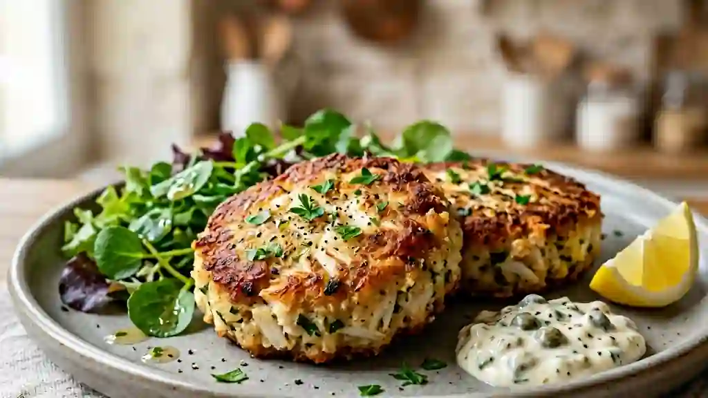 Crab cakes dorés et fondants au citron - Photo de présentation