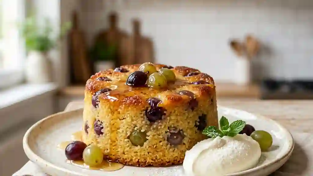 Gâteau de semoule fondant au raisin muscat - Photo de présentation