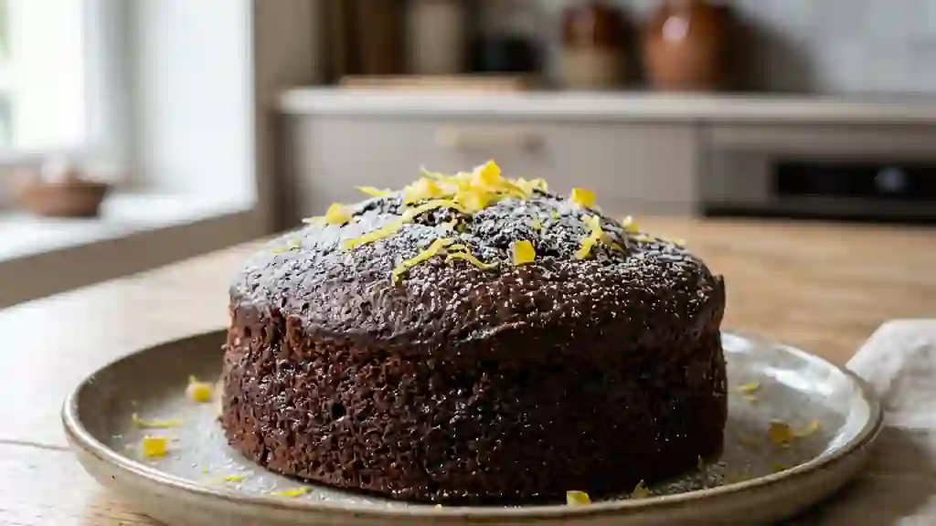 Gâteau fondant chocolat-citron acidulé - Photo de présentation