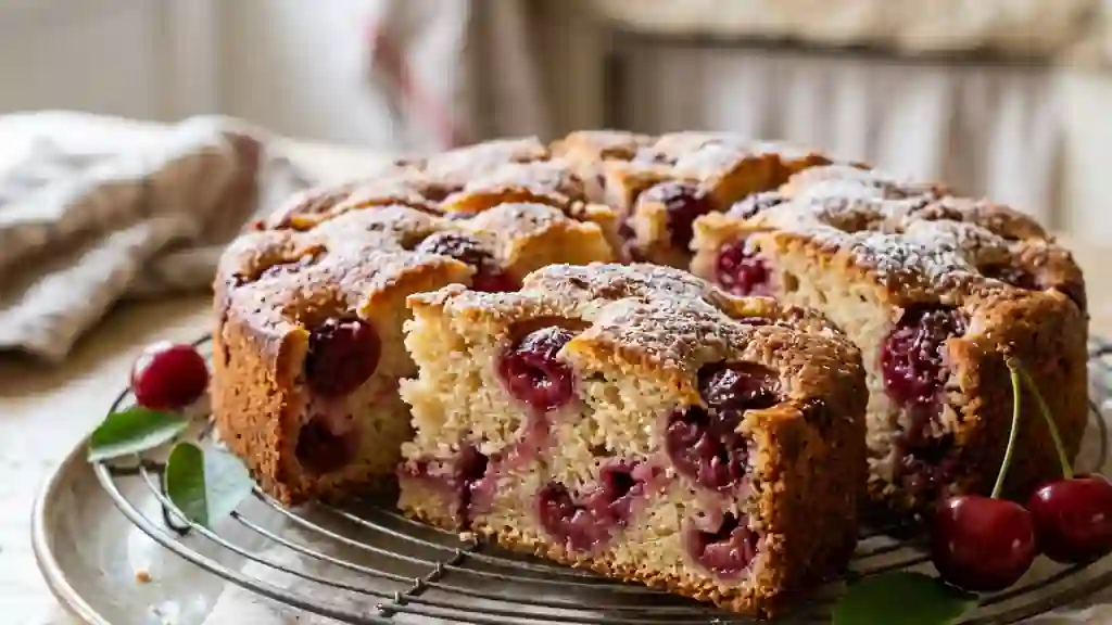 Gâteau fondant aux cerises et vanille - Photo de présentation