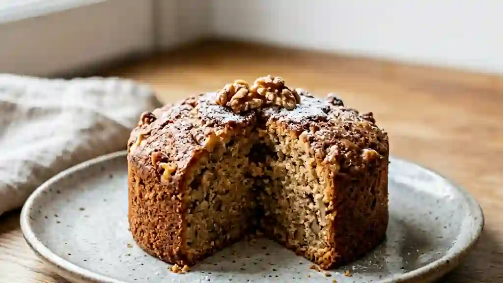 Gâteau rustique aux noix et sucre roux - Photo de présentation