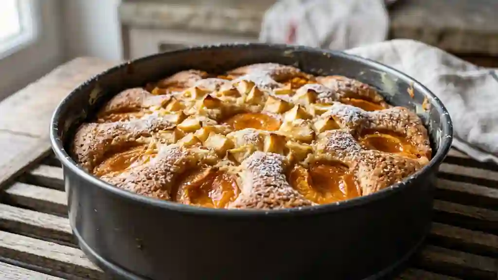 Moelleux aux pommes et abricots fondants - Photo de présentation